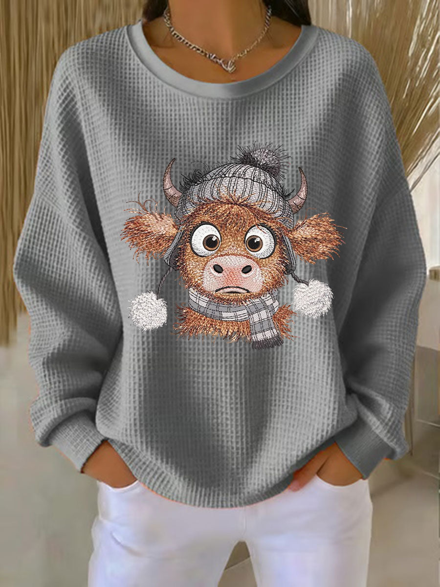 Sweat-shirt Highland Cow Print Femme