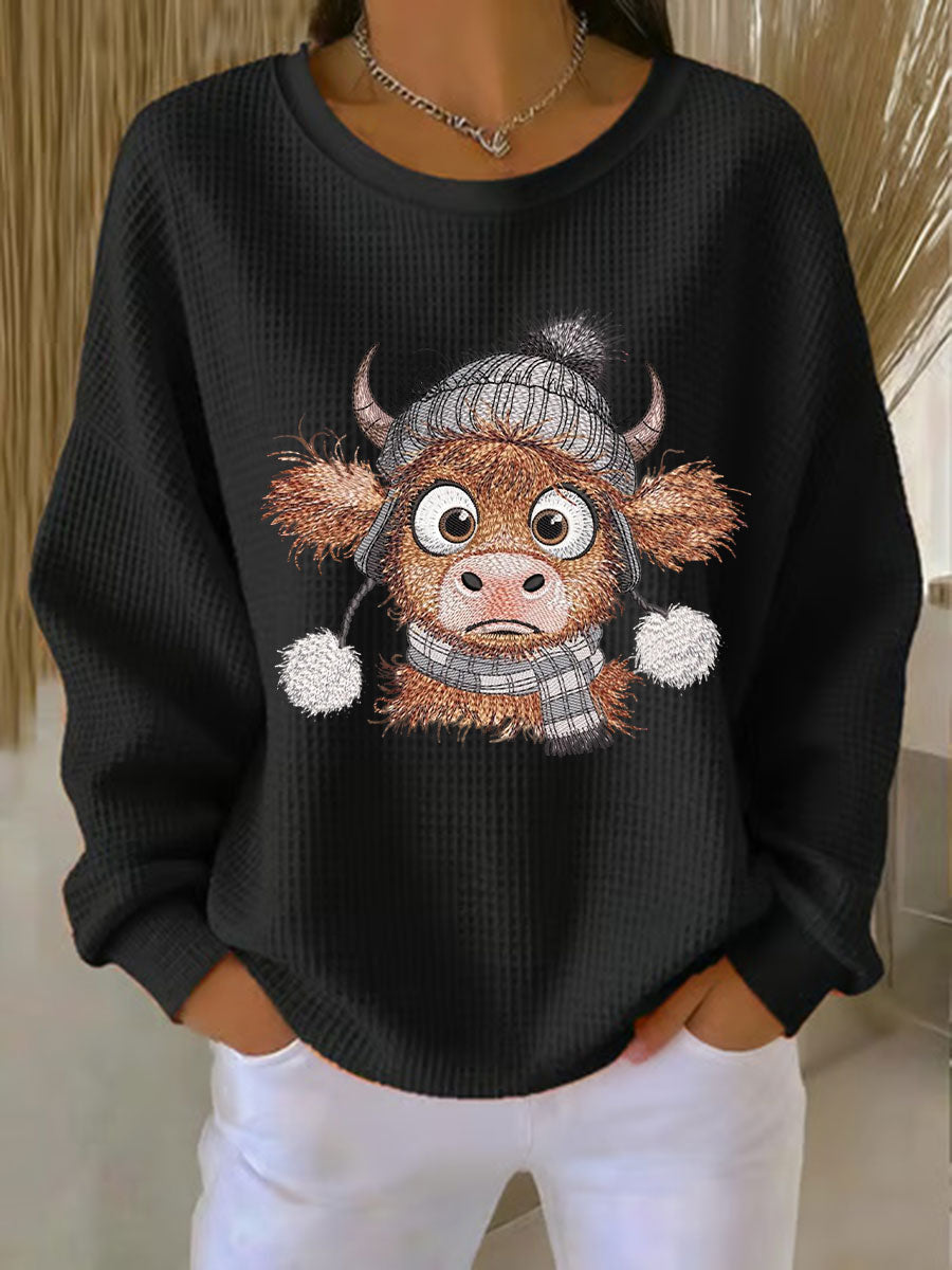 Sweat-shirt Highland Cow Print Femme