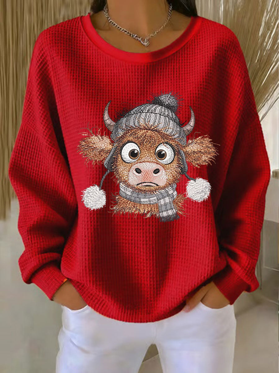 Sweat-shirt Highland Cow Print Femme