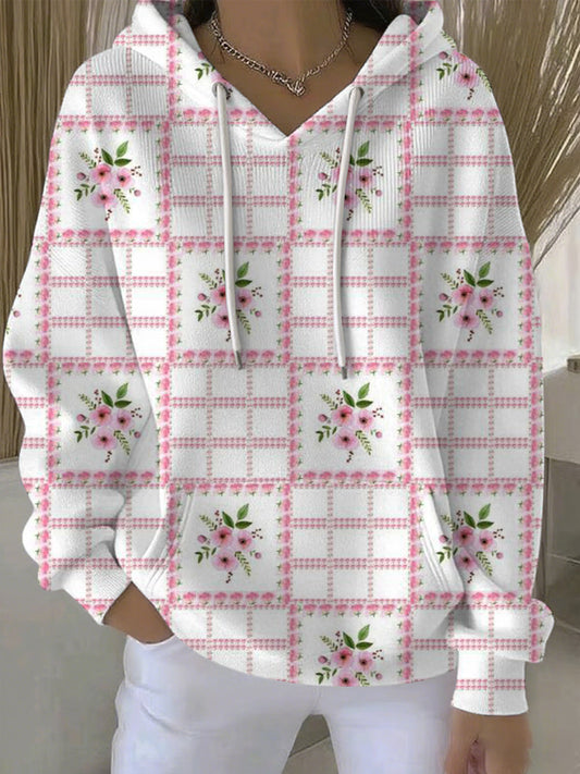 Sweat à Capuche Décontracté Femme Rose Cancer Du Sein Imprimé