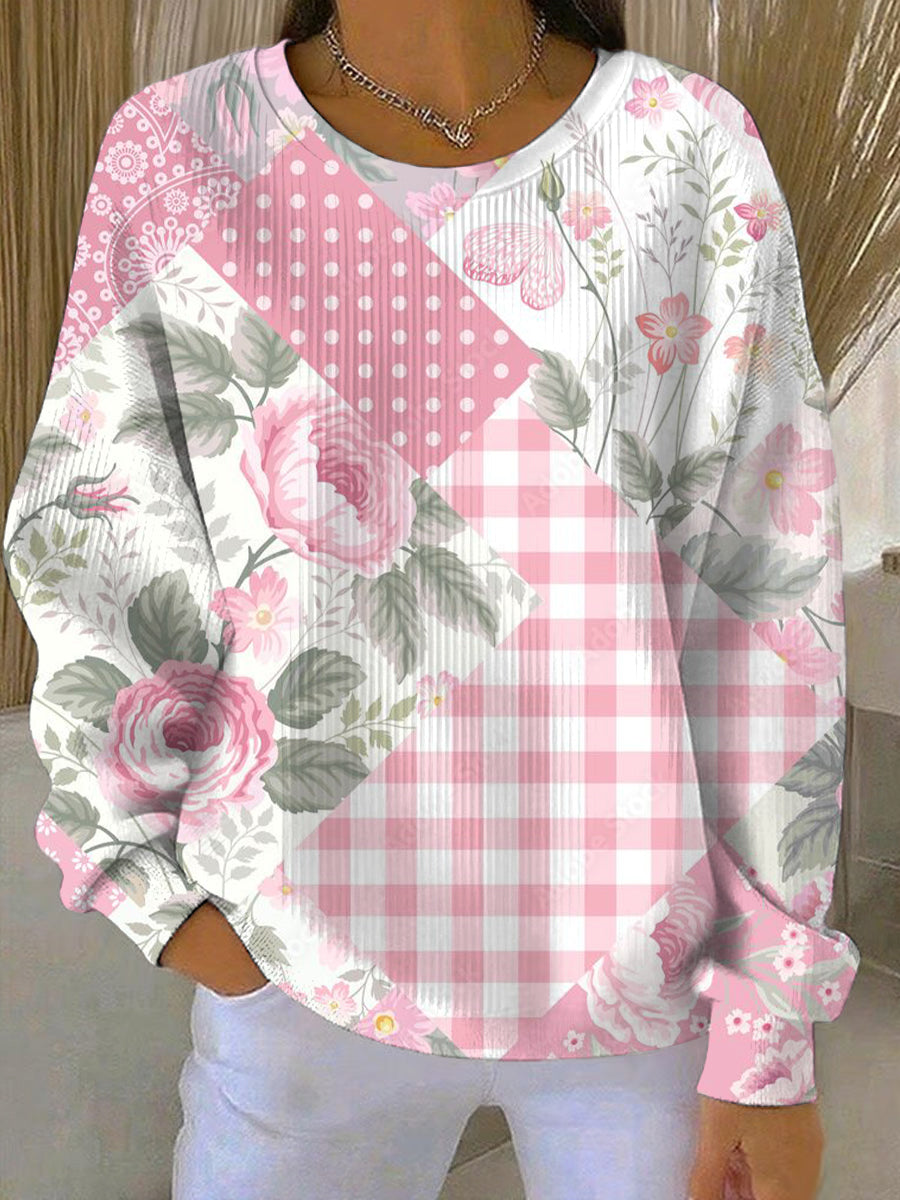 Sweatshirt Décontracté Femme Rose Imprimé Cancer Du Sein