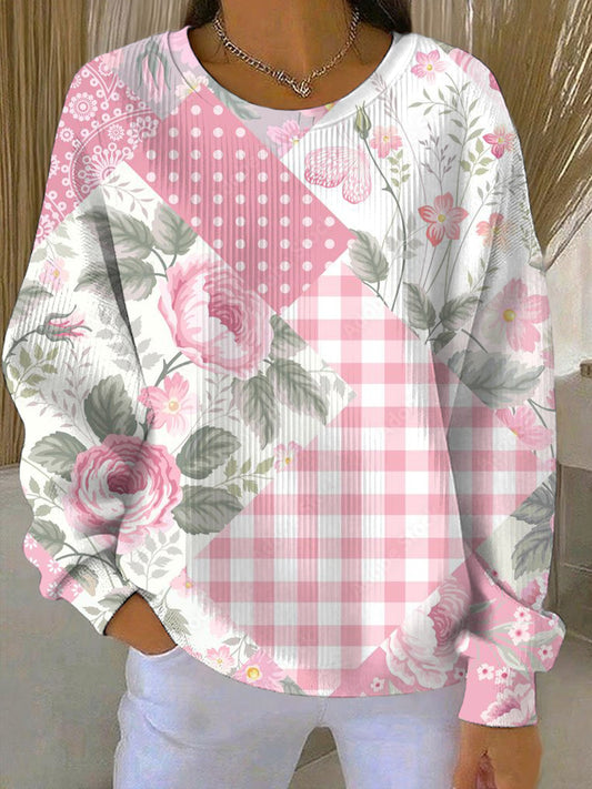 Sweatshirt Décontracté Femme Rose Imprimé Cancer Du Sein