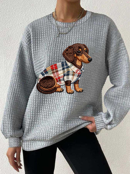 Sweat à capuche à carreaux Dog Art Print pour femmes