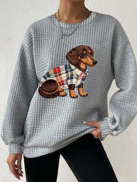 Sweat à capuche à carreaux Dog Art Print pour femmes