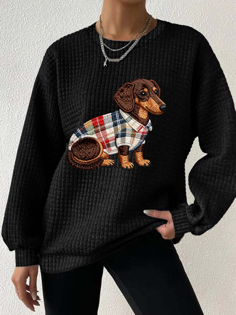 Sweat à capuche à carreaux Dog Art Print pour femmes