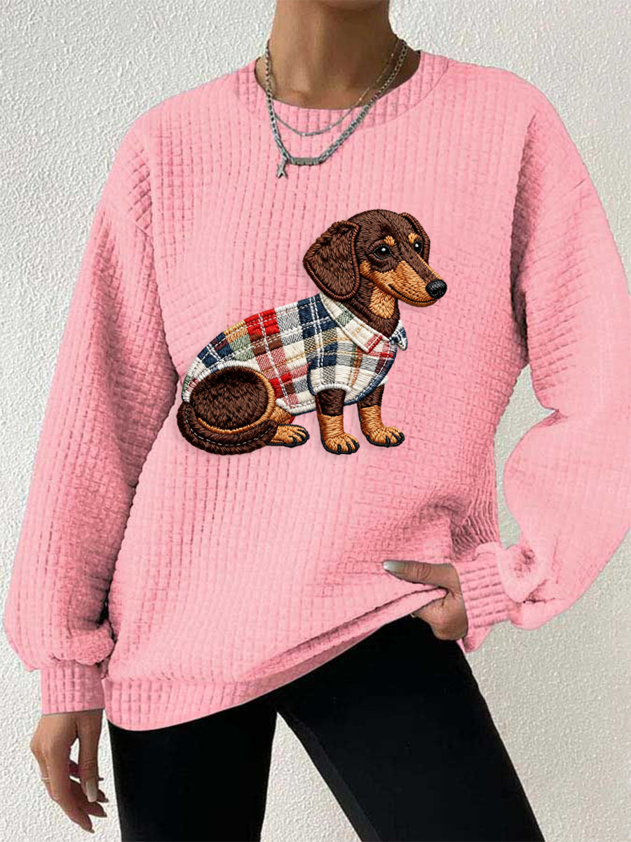 Sweat à capuche à carreaux Dog Art Print pour femmes