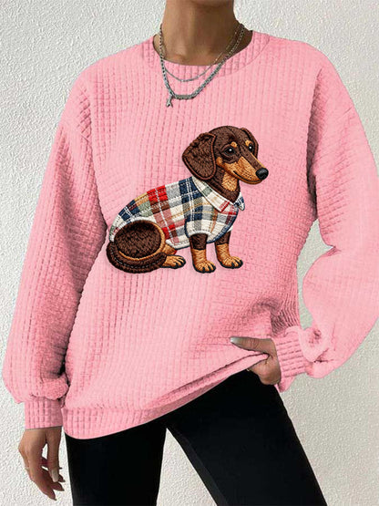 Sweat à capuche à carreaux Dog Art Print pour femmes