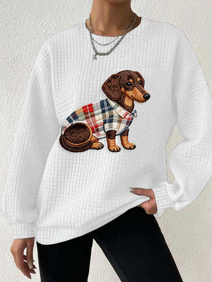 Sweat à capuche à carreaux Dog Art Print pour femmes