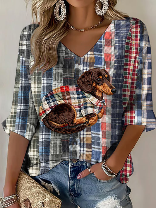 T-shirt à imprimé de chien pour femmes