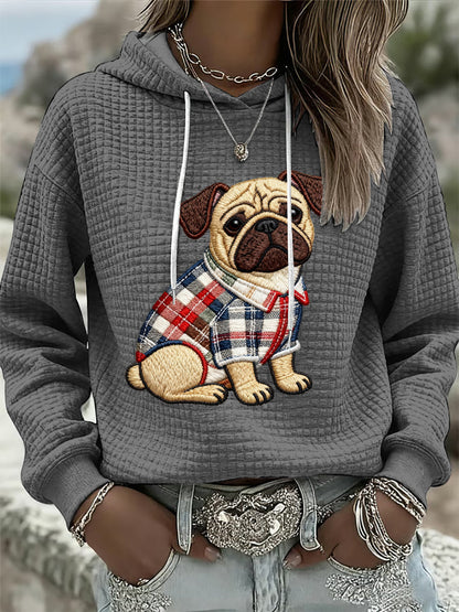 Sweat à Capuche Femme Chien Imprimé Art