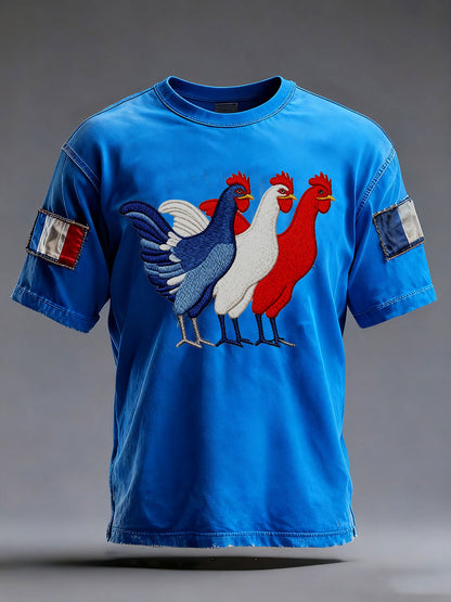 T-shirt à manches courtes Drapeau Français Le Coq Gaulois pour homme