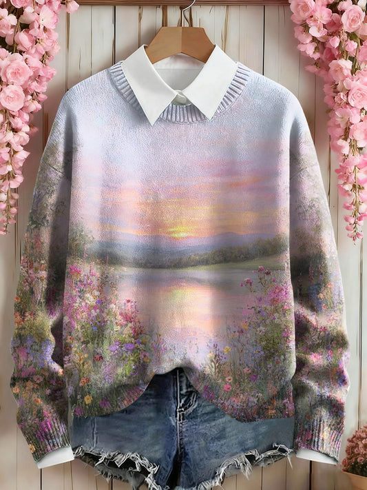 Sweat-shirt Femme Rose Imprimé Floral