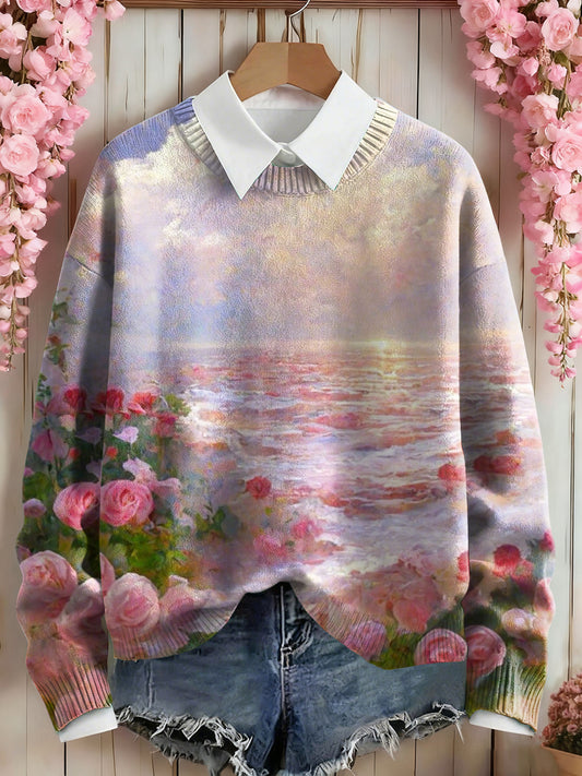 Sweat-shirt Femme Rose Imprimé Floral
