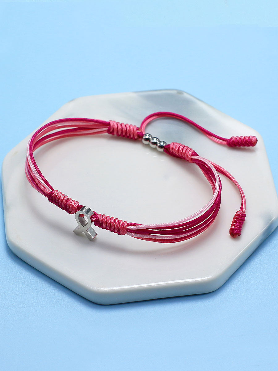 Bracelet ajustable Femme Cancer du sein Ruban Rose