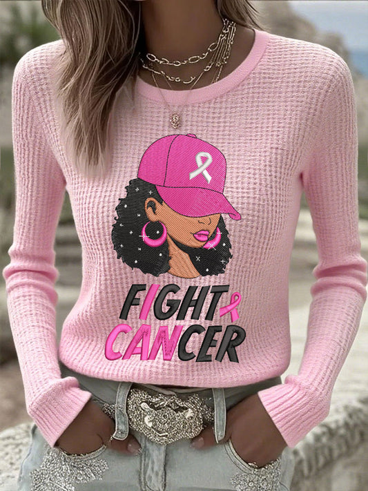 Women's Breast Cancer Awareness Combat le cancer T-Shirts à manches longues