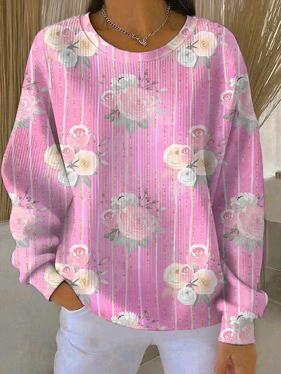 Sweatshirt Décontracté Femme Rose Imprimé Cancer Du Sein
