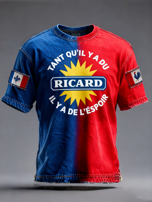 T-shirt décontracté Drapeau français Ricard pour homme