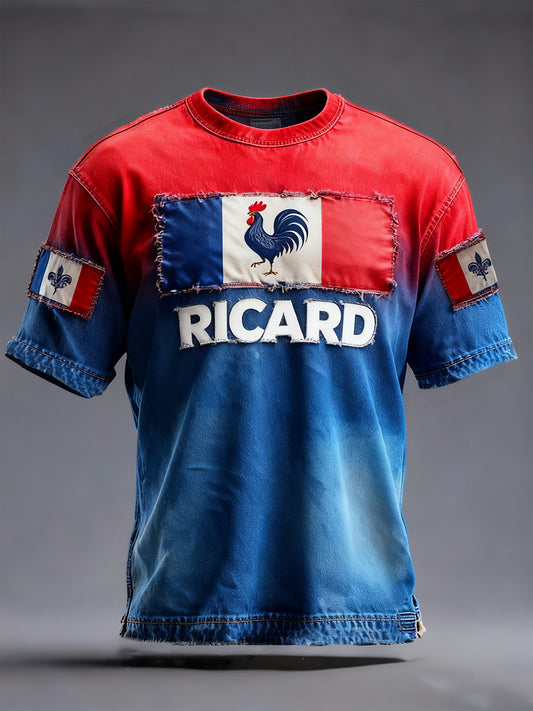 T-shirt décontracté Drapeau français Ricard pour homme