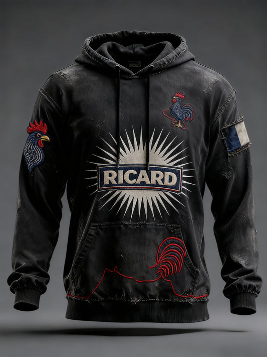 Sweat à capuche décontracté pour homme Drapeau français Ricard