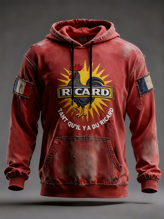 Sweat à capuche décontracté pour homme Drapeau français Ricard