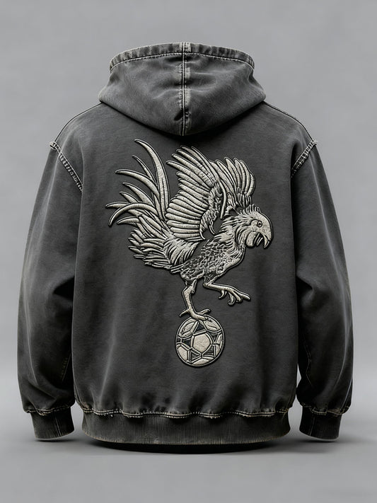 Chandail à capuchon surdimensionné avec poches Drapeau Français Le Coq Gaulois Homme