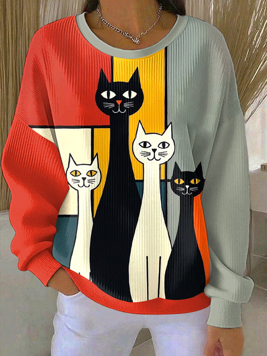 Sweat Femme Imprimé Chat Art Abstrait