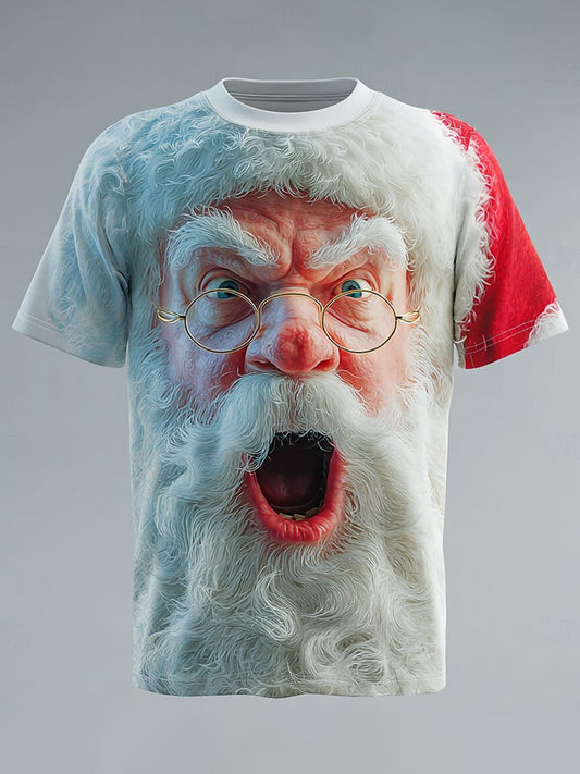 T-shirt rétro imprimé Père Noël pour hommes