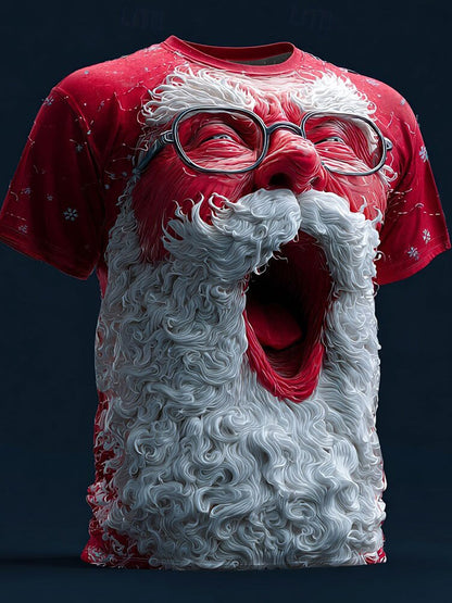 T-shirt rétro imprimé Père Noël pour hommes
