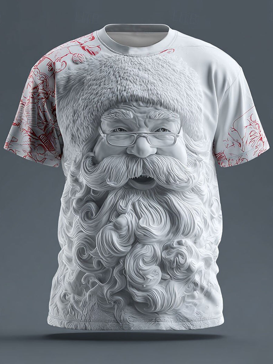 T-shirt rétro imprimé Père Noël pour hommes
