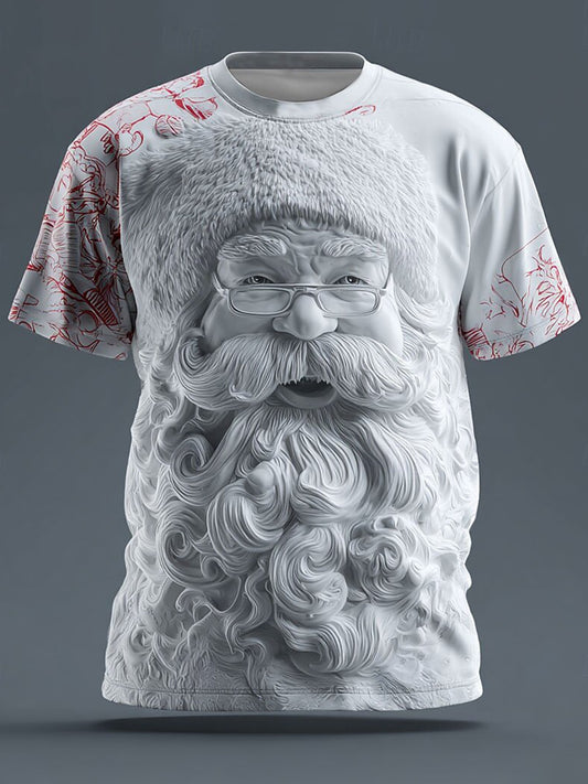 T-shirt rétro imprimé Père Noël pour hommes