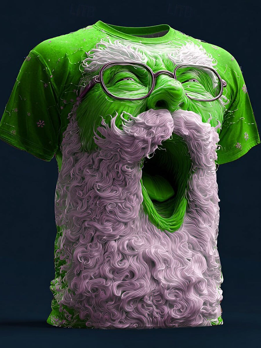 T-shirt rétro imprimé Père Noël pour hommes