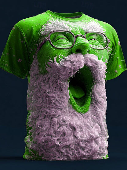 T-shirt rétro imprimé Père Noël pour hommes