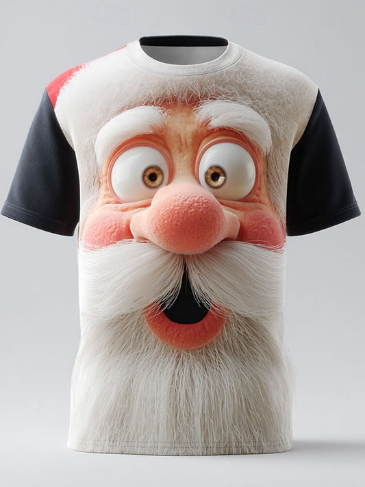 T-shirt rétro imprimé Père Noël pour hommes