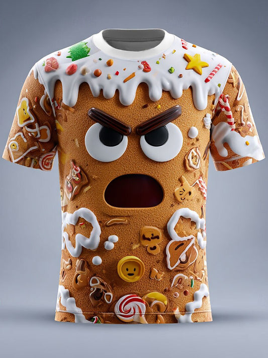 T-shirt rétro imprimé de Noël pour hommes