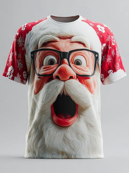 T-shirt rétro imprimé Père Noël pour hommes