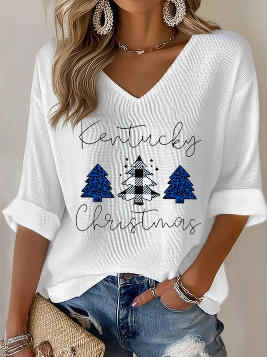 T-shirt gaufré de Noël pour femme