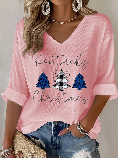 T-shirt gaufré de Noël pour femme