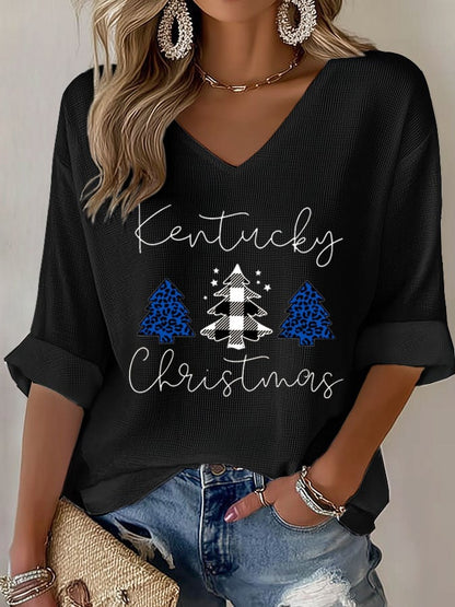 T-shirt gaufré de Noël pour femme