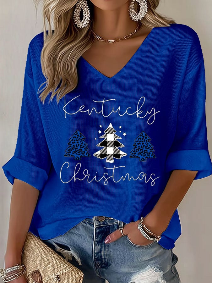 T-shirt gaufré de Noël pour femme