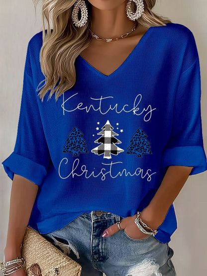 T-shirt gaufré de Noël pour femme