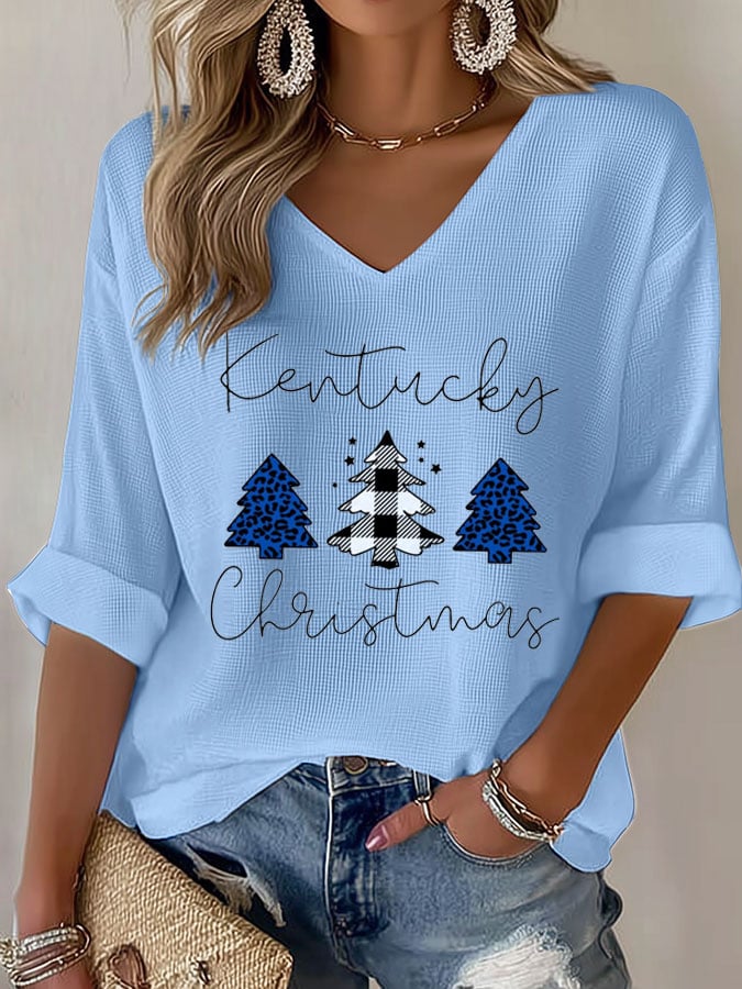 T-shirt gaufré de Noël pour femme