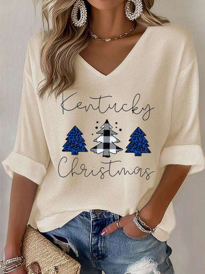 T-shirt gaufré de Noël pour femme