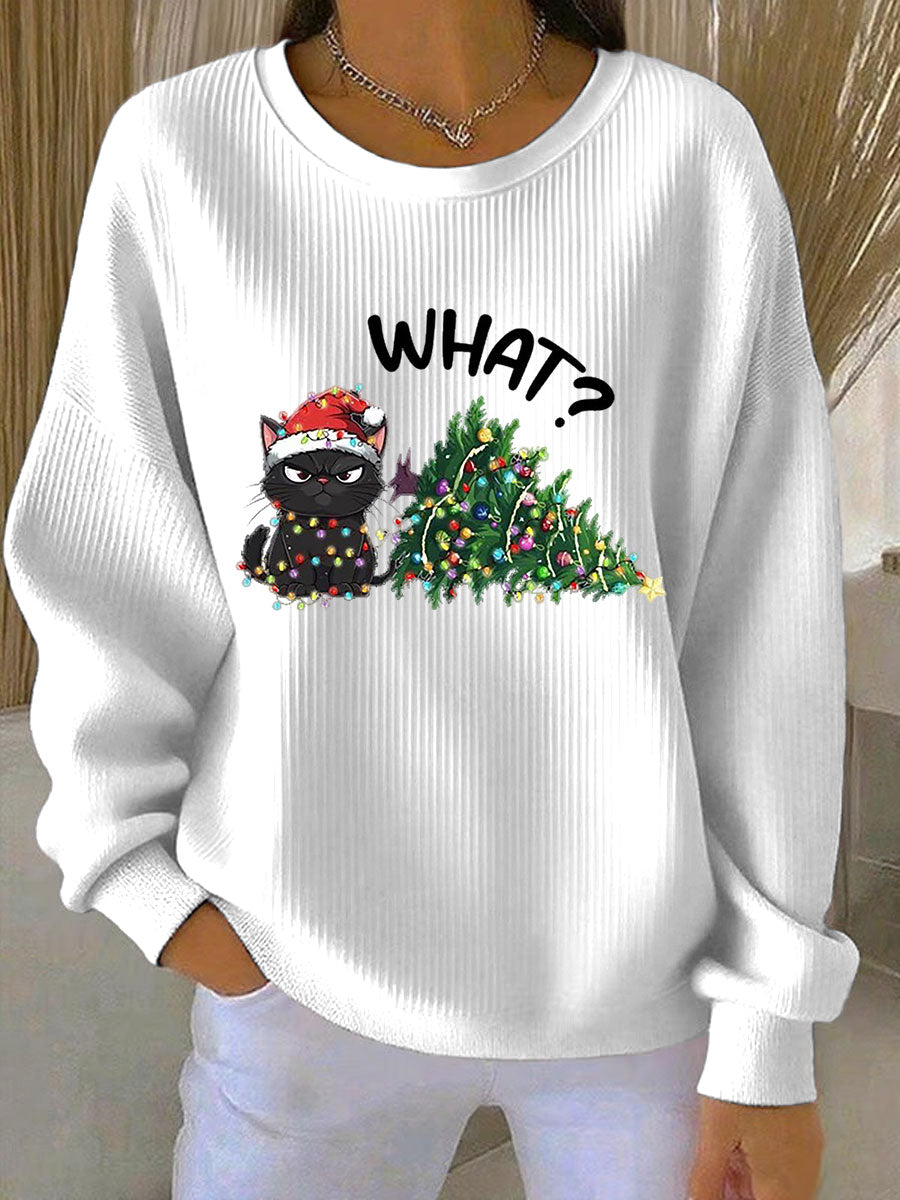 Sweatshirt à col rond côtelé Noël Femme