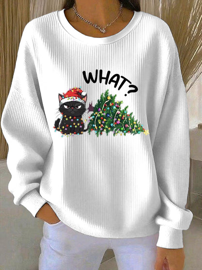 Sweatshirt à col rond côtelé Noël Femme