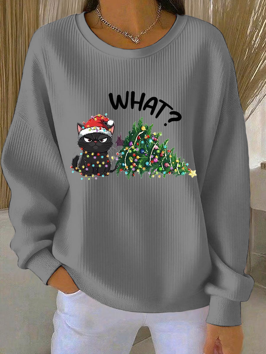 Sweatshirt à col rond côtelé Noël Femme