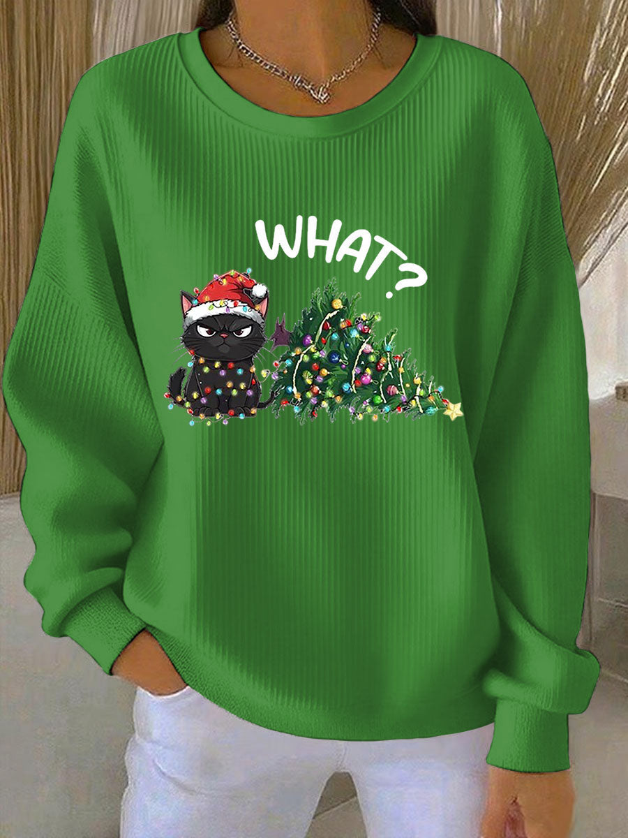 Sweatshirt à col rond côtelé Noël Femme