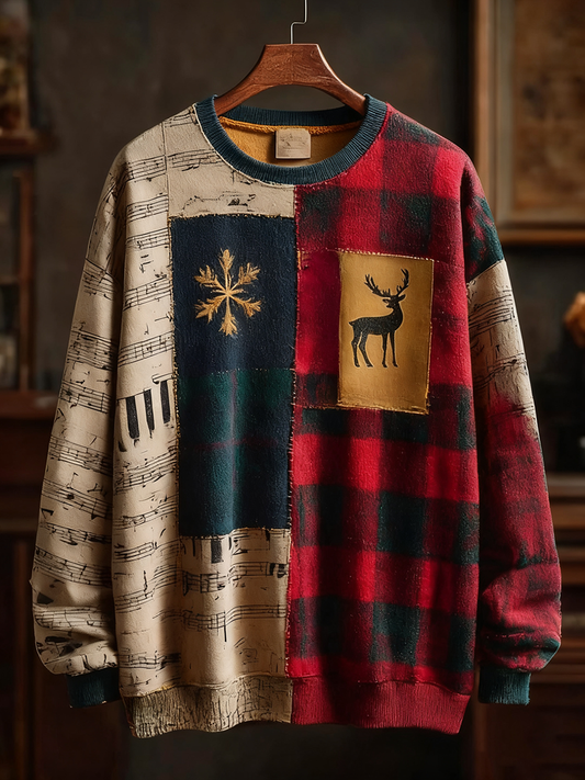 Note de musique rétro occasionnel Noël Party Art Sweatshirt pour hommes