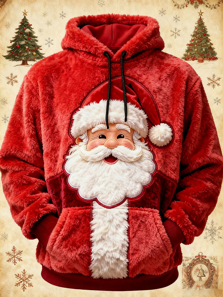Sweat à capuche surdimensionné pour hommes Noël Père Noël Art avec poches