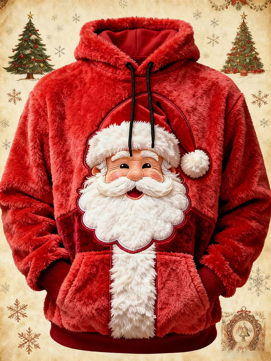 Sweat à capuche surdimensionné pour hommes Noël Père Noël Art avec poches