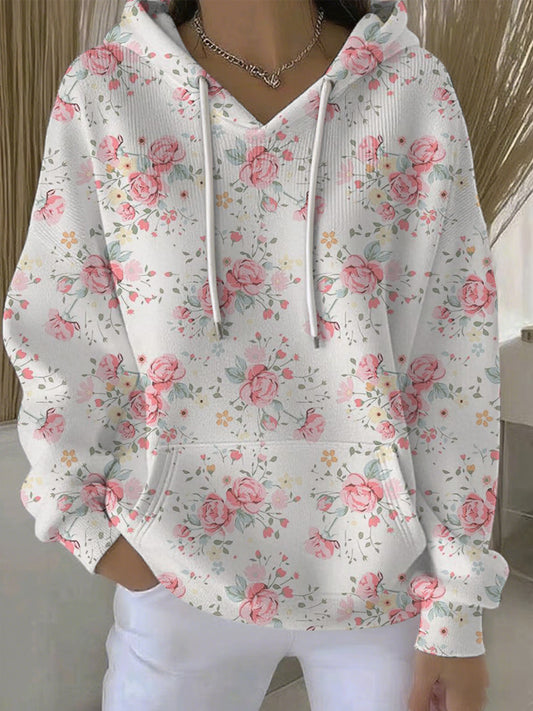 Sweat à Capuche Décontracté Femme Rose Cancer Du Sein Imprimé
